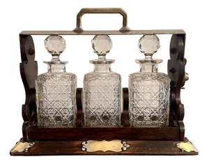 Antique Oak Bottle Tantalus, 1890, Set of 4