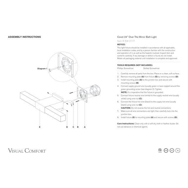 Visual Comfort Kelly Wearstler for Visual Comfort Signature Covet 24" Over The Mirror Bath Light in Polished Nickel with Alabaster For Sale - Image 4 of 4