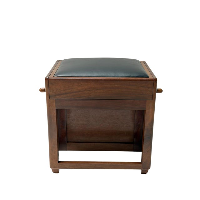 Art Deco Amsterdamse School Stool with Adjustable Leather Seat, 1920s For Sale - Image 10 of 14