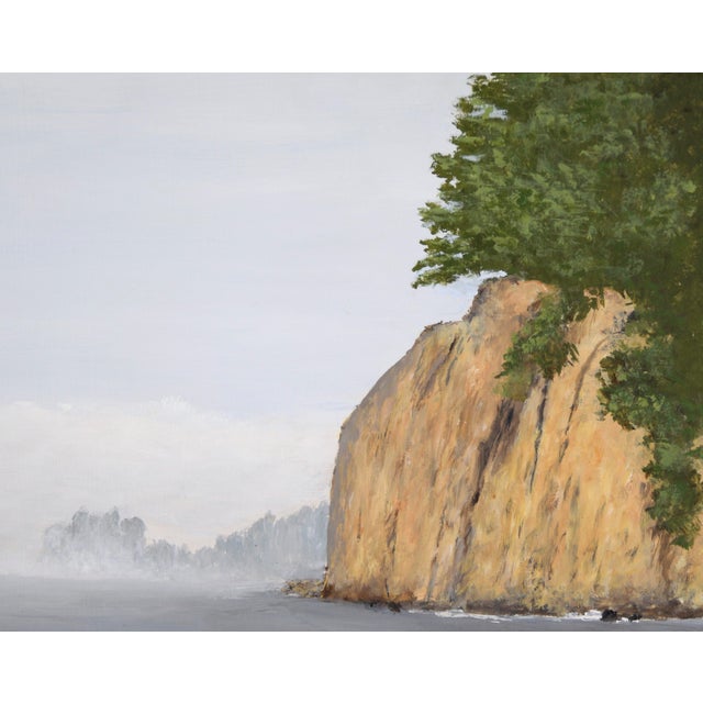 American "Sea Cliff" Mid Century Modern Coastal Cliff Seascape in Acrylic on Masonite by Farren Jensen For Sale - Image 3 of 9