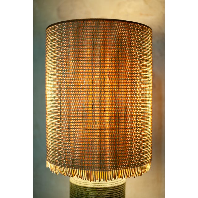 Textile Ceramic Lamp with Raffia Lampshade, 1970s For Sale - Image 7 of 10