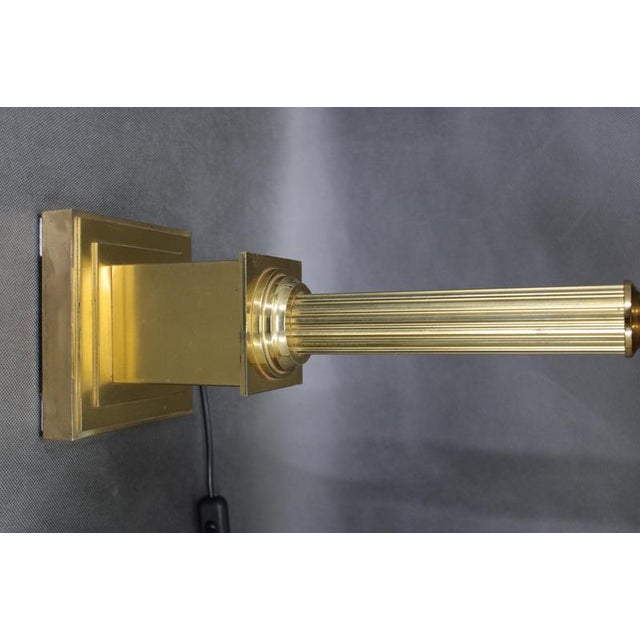 Metal Italian Brass Table Lamps with Glass Shades, 1940s, Set of 2 For Sale - Image 7 of 12