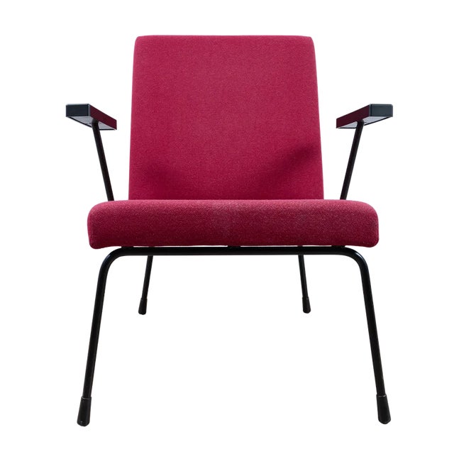 Textile Red Model 1407 Lounge Chair by Wim Rietveld and A.R. Cordemeyer for Gispen For Sale - Image 7 of 7