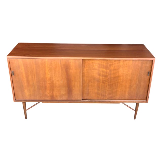 1960s Danish Modern Walnut Sideboard With Sliding Doors For Sale - Image 15 of 18