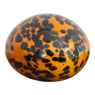 Late 20th Century Orange Spotted Murano Style Glass Paper Weight For Sale
