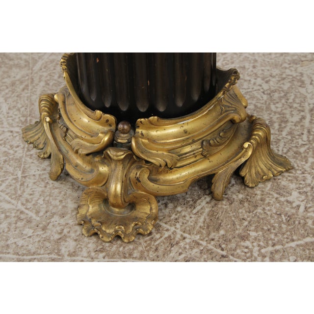 Vintage Louis XVI Style Bronze Marble Top Pedestal Table For Sale - Image 9 of 13
