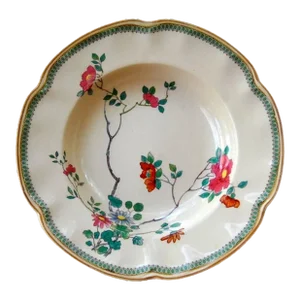 Antique Plate Bowl Victorian England Decorative Floral Johnson Brothers Dish Chippendale Style