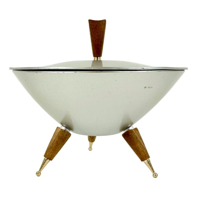 Mirro Medallion Tripod Serving Bowl with Lid, 1950s For Sale