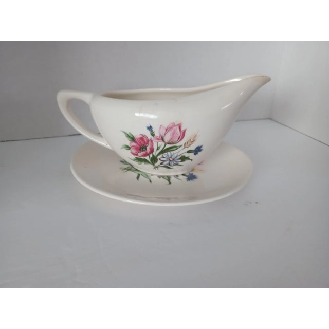 Ceramic Vintage Gravy Boat With Underplate For Sale - Image 7 of 9