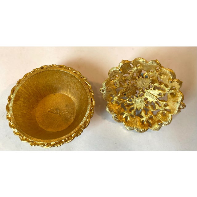 Vintage Firenza Gold Metal Trinket Box For Sale - Image 4 of 7