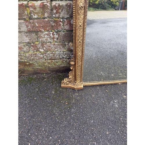 Large Antique English Gilt Overmantle Mirror, 19th Century For Sale - Image 5 of 6