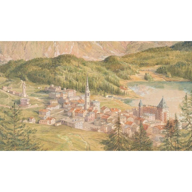 View of Sankt Moritz - Original Watercolor on paper by H. B. Wieland - 1900/1920 1900-1920 For Sale - Image 3 of 4