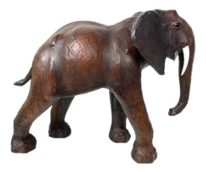 Vintage Leather Elephant Sculpture