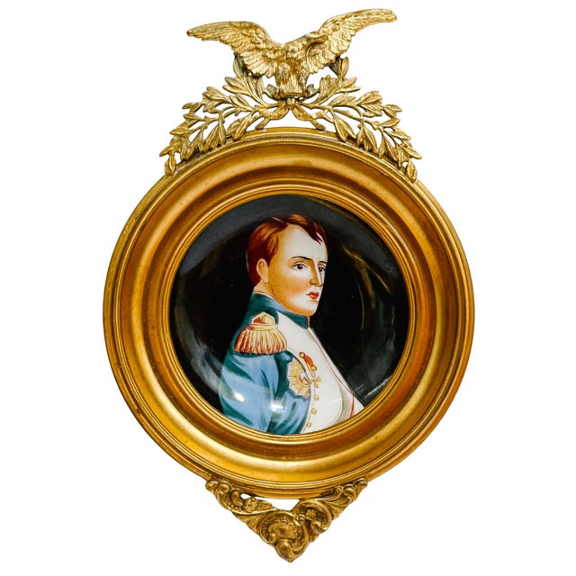 Early 20th Century Miniature Napoleon Portrait on Ceramic in Imperial Eagle Faux-Gilt Frame For Sale - Image 14 of 14