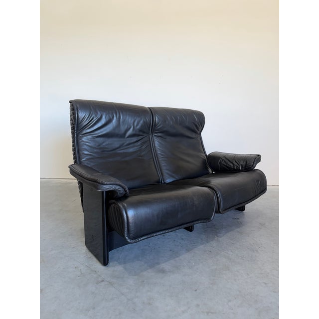 Vintage 1970’s Otto Zapf for Knoll Attrb Follow Me Black Leather Two Seat Sofa For Sale In Tampa - Image 6 of 12