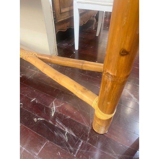 Mid-Century Modern Mid Century Bamboo and Travertine Console Table For Sale - Image 3 of 7