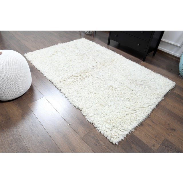 Textile 1970s Vintage Persian Handmade Wool Cotton Bei̇ge Area Rug For Sale - Image 7 of 11
