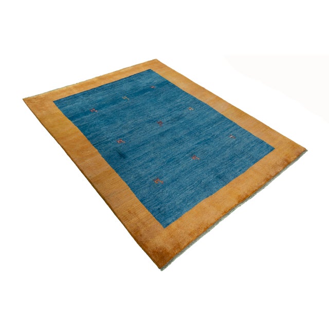 Mid-Century Modern Middle Eastern Hand-Knotted Gabbeh Rug For Sale - Image 3 of 9
