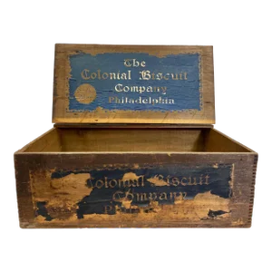 Antique Wooden Colonial Biscuit Company Shipping Crate From Philadelphia - Circa 1900