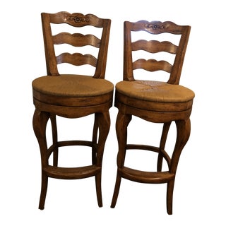 Ladderback Swivel Barstools- A Pair For Sale