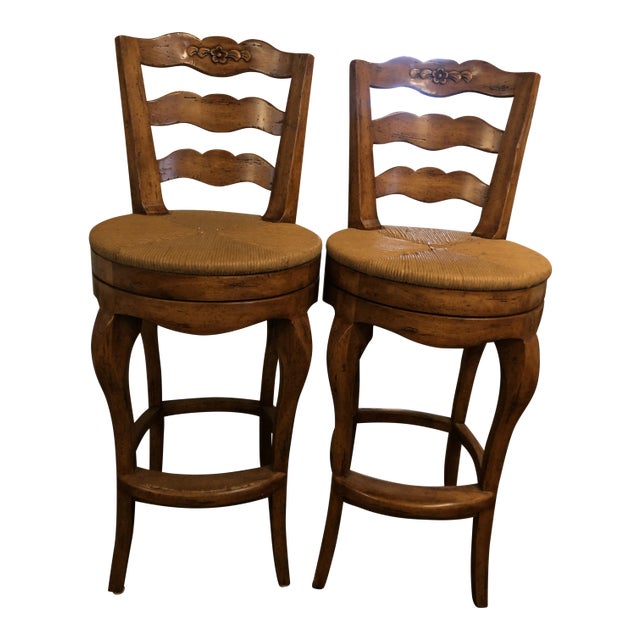 Ladderback Swivel Barstools- A Pair For Sale