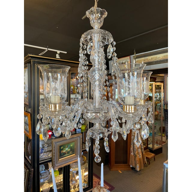 1930s Hollywood Colonial Style Clear Crystal Five Light Chandelier For Sale - Image 13 of 13