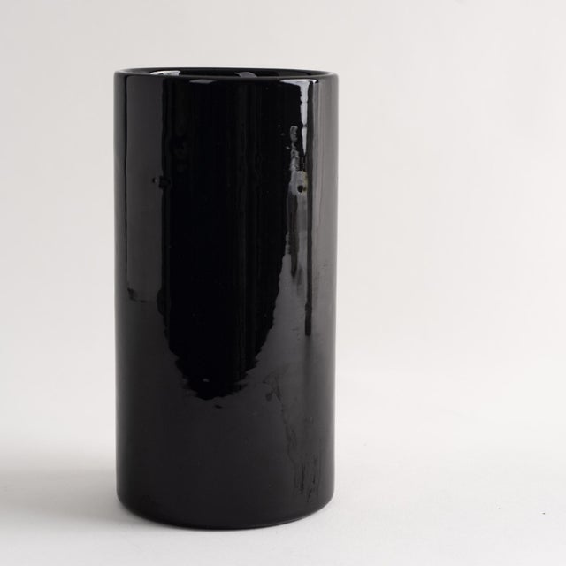 Haeger Vintage Haeger Black Ceramic Cylinder Vase For Sale - Image 4 of 7