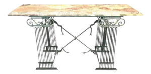 Modern Neoclassical Marble and Decorative Mixed Metals Column Base Console
