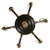 An Empire style, vintage six light tole chandelier with gilt accents and an arrow motif. Featuring six scrolling arms,...
