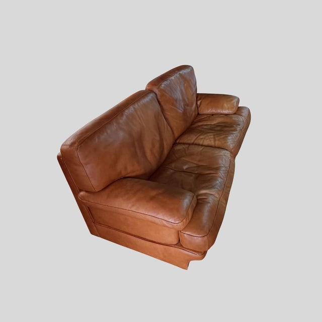 Mid-Century Modern Vintage Italian Leather Sofa from Formaflex, 1970s, Set of 2 For Sale - Image 3 of 14