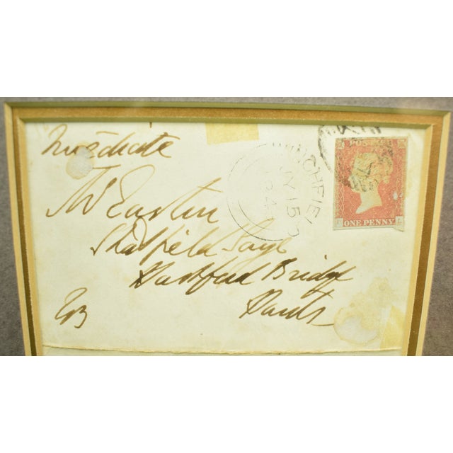 Mid 19th Century Framed English Portrait W/ C1848 1 Penny Postage Stamp/ Envelope For Sale - Image 5 of 6