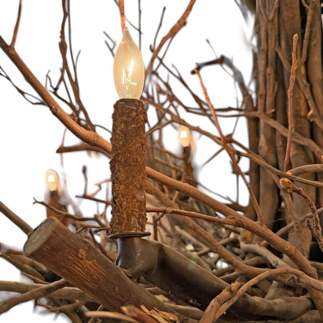Brown Late 20th Century Six-Arm Found Twig Chandelier For Sale - Image 8 of 10