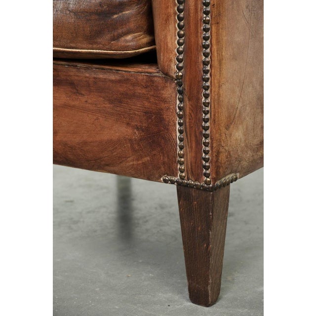 Vintage Club Chair in Sheepskin Leather For Sale - Image 13 of 14