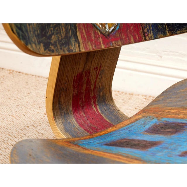 Mid 20th Century Spencer Collins Hand-Painted Molded Plywood Chair With Abstract Portrait For Sale In Los Angeles - Image 6 of 12