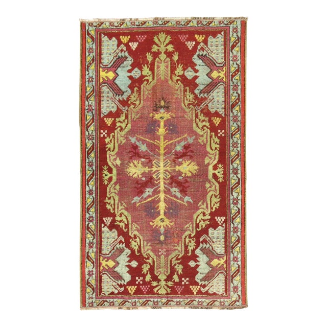 Cranberry 19th Century Antique Turkish Ghiordes Rug For Sale