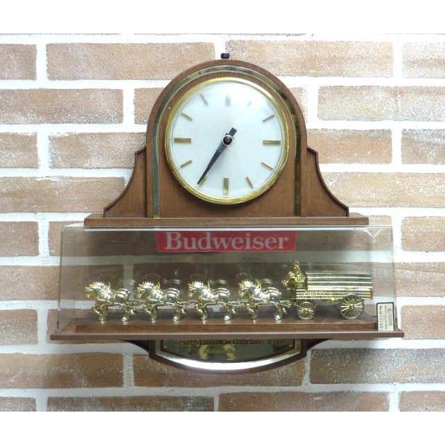 Mid-Century Modern Budweiser Horses Sign with Clock, USA, 1970s For Sale - Image 3 of 3