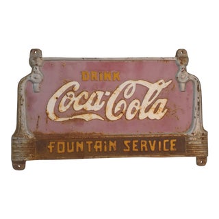 Vintage Coca Cola Fountain Sign For Sale