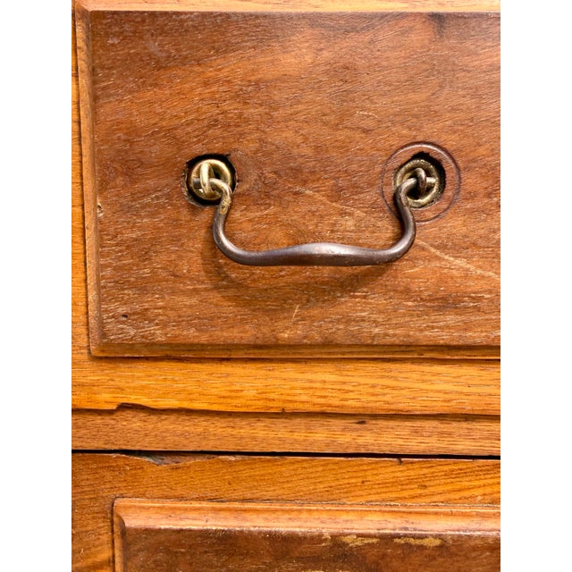 Early 1900s Architectural Oak Display Glass-Front Cabinet on Chest For Sale - Image 13 of 18