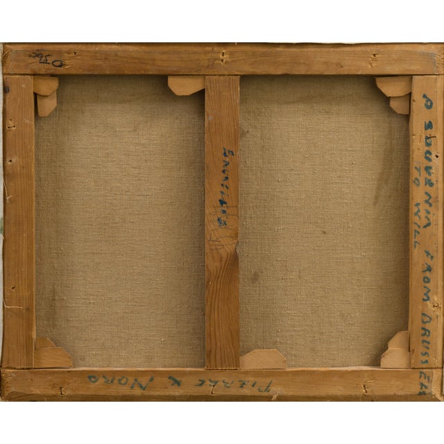 Chestnut 'View of Brussels, Belgium' by Pieter Van Mol, Mid-Century Oil Cityscape For Sale - Image 8 of 10