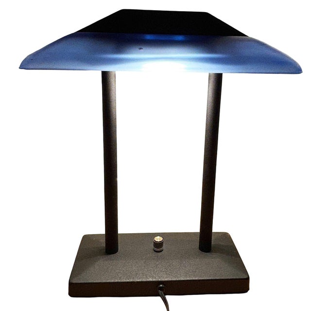 A sculptural slice of Memphis inspired halogen lamp by by Robert Sonneman embodies the abstract, playful, and geometric...