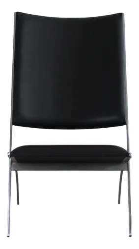 Gabriella Lounge Chair in Black Faux Leather by Gio Pnti for Pallucco, 1990s
