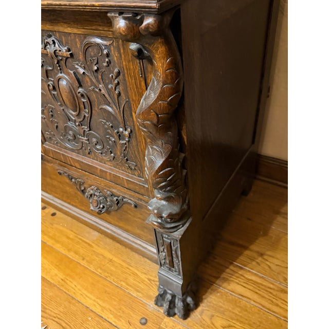 Late 19th Century English Renaissance Gothic Oak Buffet Sideboard For Sale - Image 12 of 13