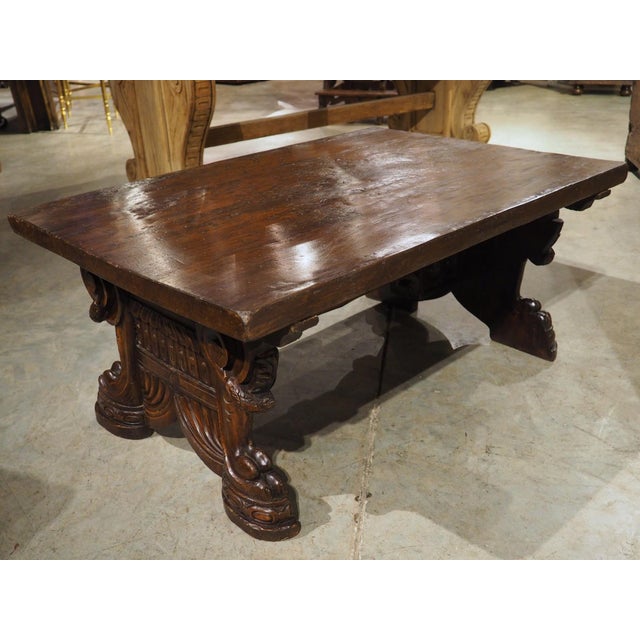 Carved Italian Walnut Coffee Table From Antique Elements For Sale - Image 12 of 18