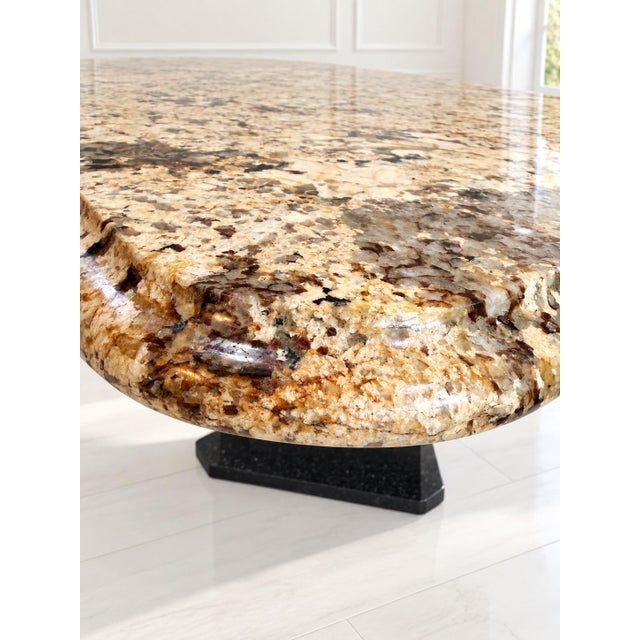 Custom American-Designed 80” Delicatus Gold Granite Dining Table | Brazilian Natural Stone For Sale - Image 4 of 15