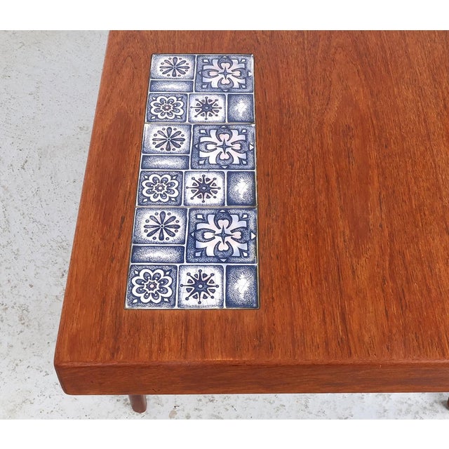 Vintage Teak Coffee Table with Blue Tiles by Johannes Andersen for CFC Silkeborg, 1960s For Sale - Image 10 of 14