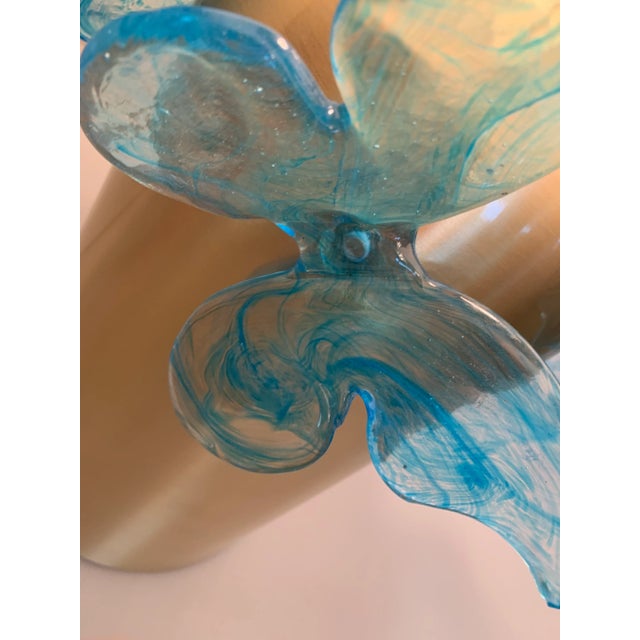 Blue Contemporary Light-Blue Butterfly Murano Glass Table Lamp For Sale - Image 8 of 9