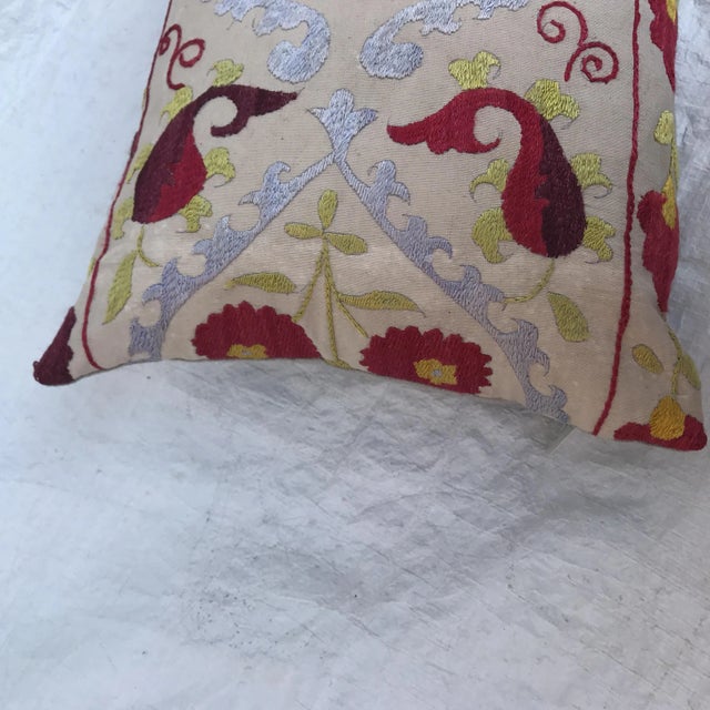 Embroidered Suzani Pillow For Sale - Image 9 of 11