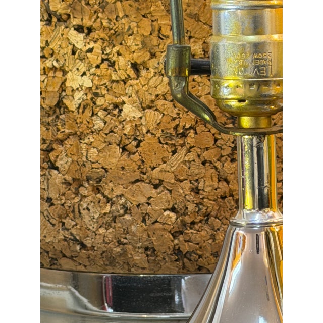 Vintage Mic Century Modern 1970s Chrome and Cork Lamps a Pair For Sale In Miami - Image 6 of 10