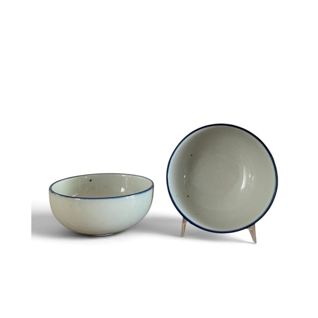 Mid-Century Modern Vintage Dansk Blue Mist Individual Salad Bowls - Pair - Denmark Blue Stamp For Sale - Image 3 of 6