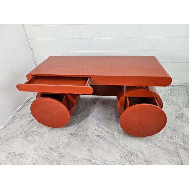 1980s Vintage Orange Desk For Sale - Image 4 of 12